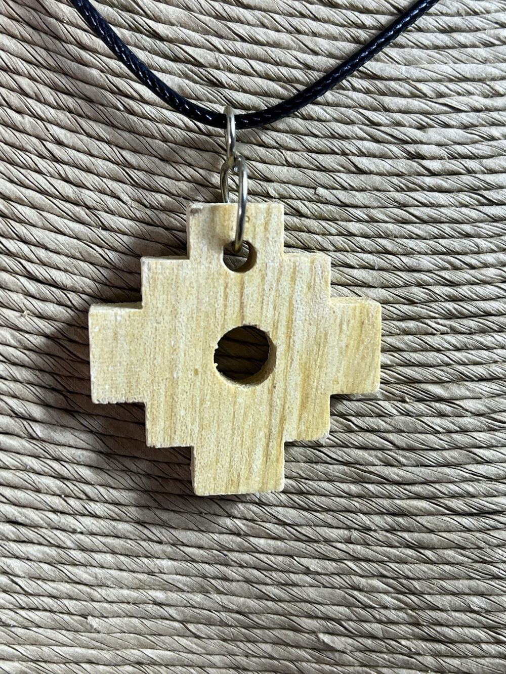 Palo Santo Chakana Pendant From Perú 1 1/4” x 1 1/4”